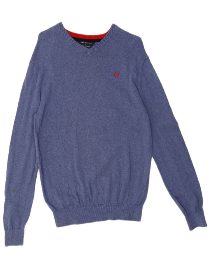Besætningstøj Herre V-hals sweater Medium blå bomuld