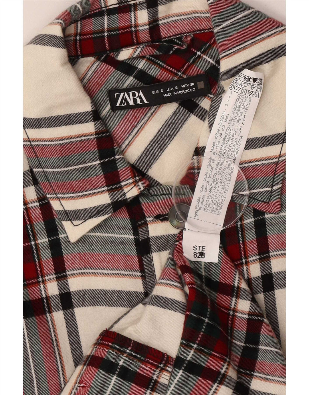 Zara Womens Oversized Utility Jacket UK 10 Small Multicolored Check