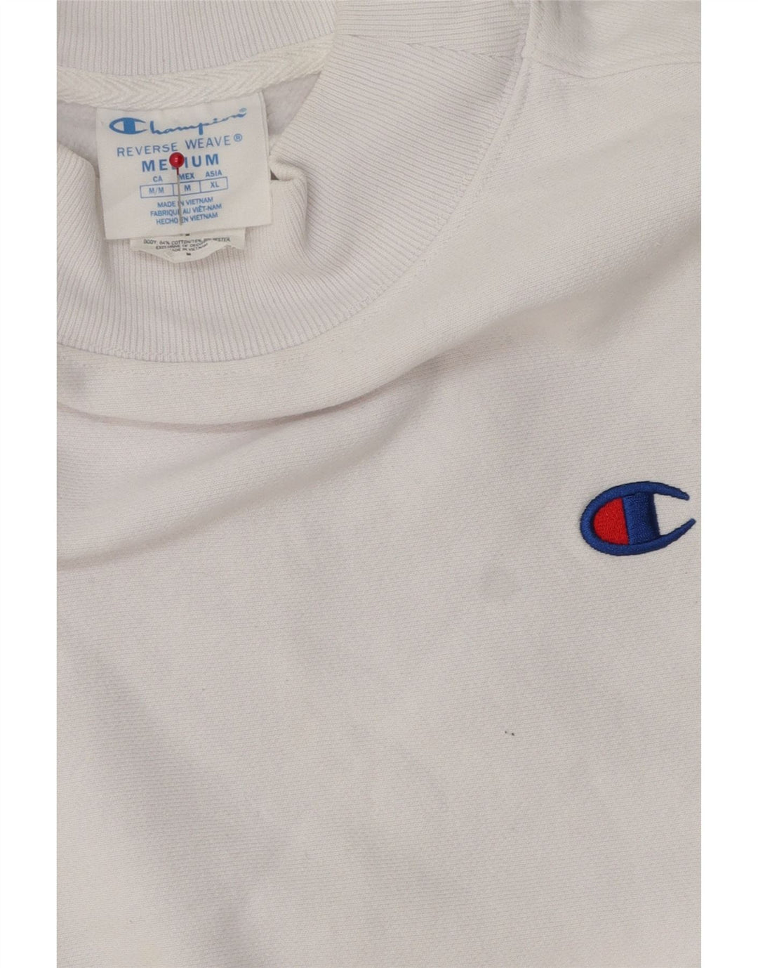 Champion Womens Crop Sweatshirt Jumper UK 14 Medium White Bomuld