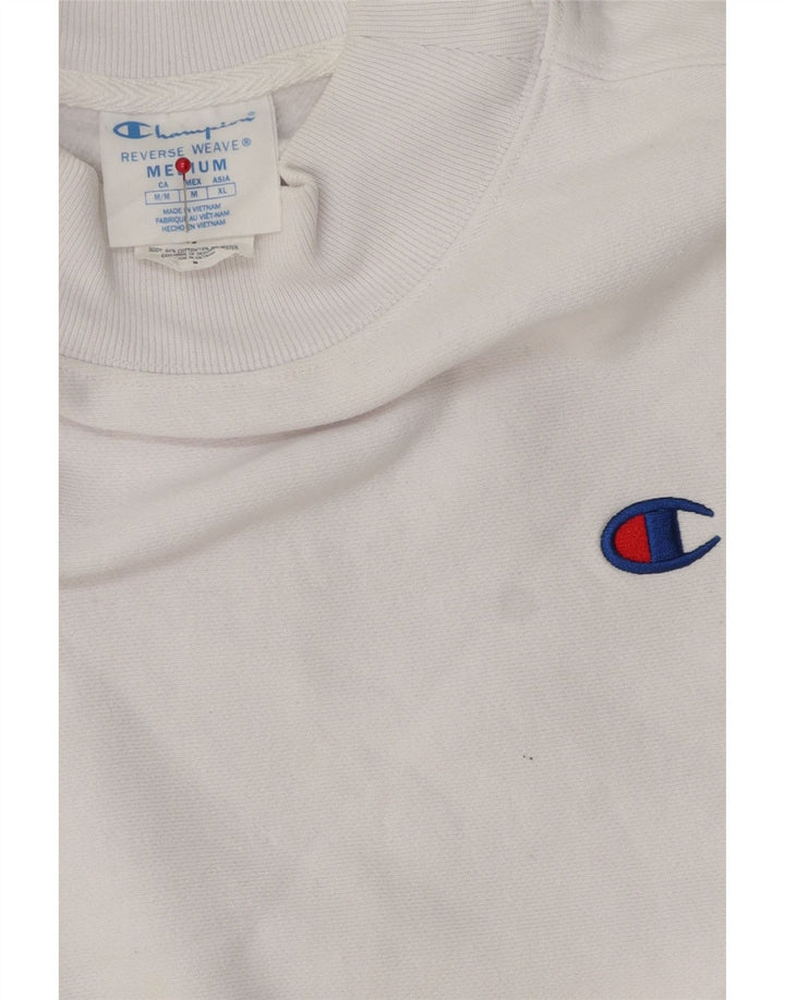 Champion Womens Crop Sweatshirt Jumper UK 14 Medium White Bomuld