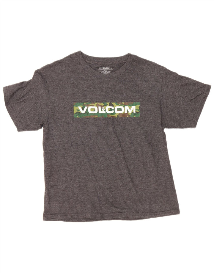 Volcom Dame Grafisk T-Shirt Top UK 14 Stor Grå Bomuld