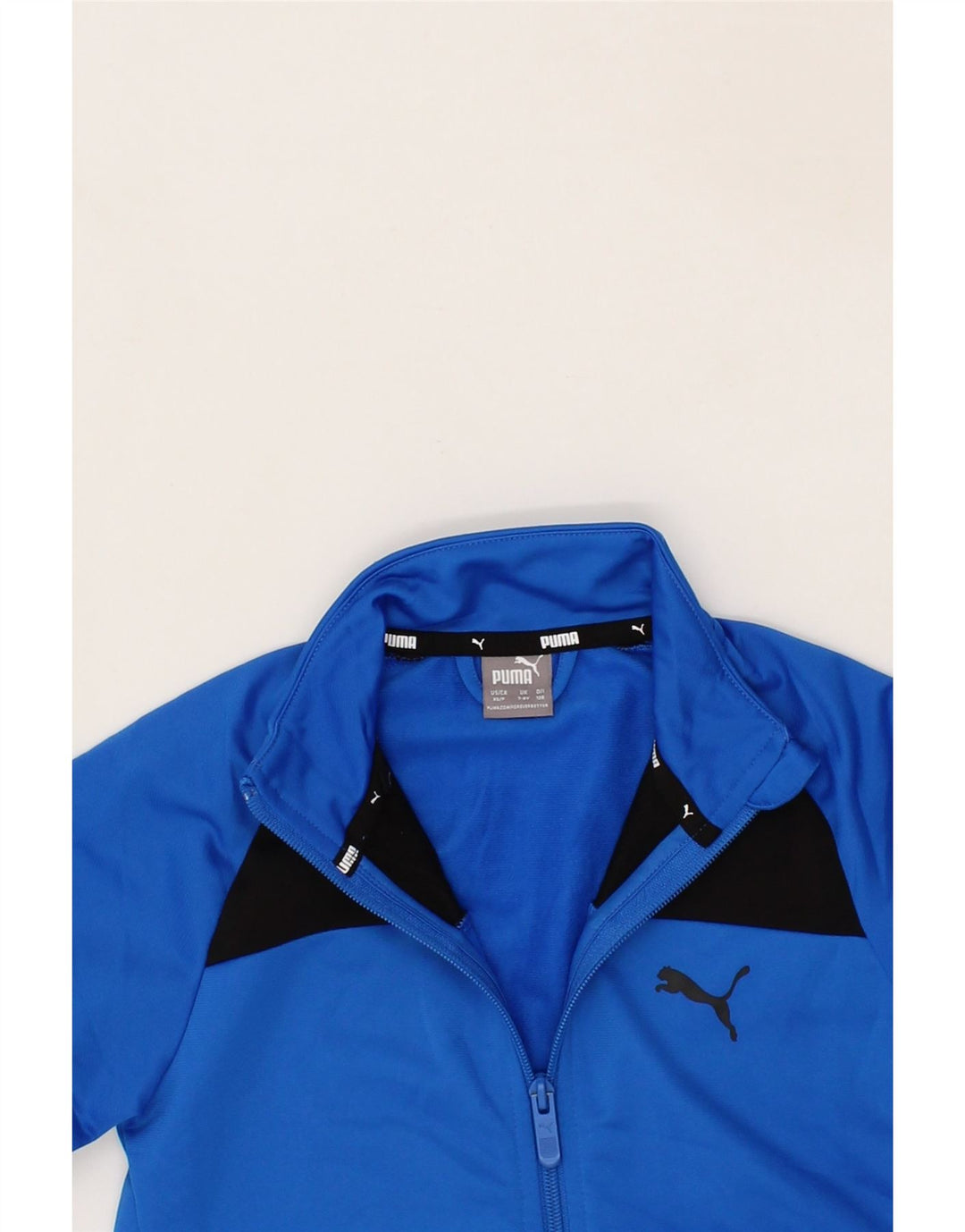 PUMA Boys Tracksuit Top Jacket 7-8 Years Small  Blue Colourblock Polyester Vintage Puma and Second-Hand Puma from Messina Hembry 