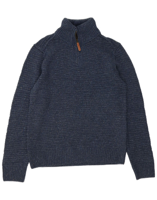 Fat Face Herre Zip Neck Jumper Sweater Medium Blue Akryl
