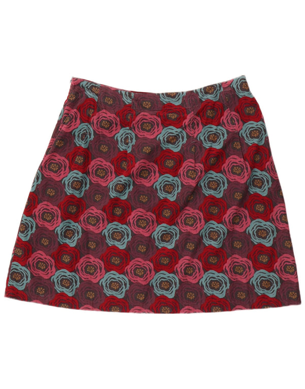 Seasalt Womens Corduroy Nederdel UK 14 Large W34 Burgundy Floral Cotton