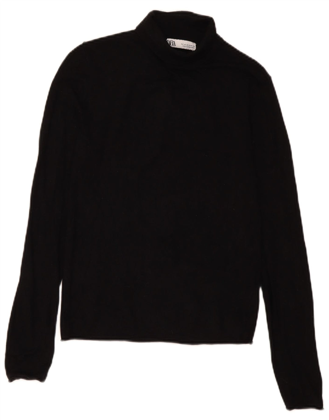 Zara Dame Roll Neck Jumper Sweater UK 12 Medium Black Viscose