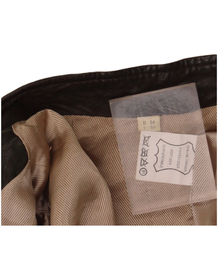 VINTAGE Herre Læderjakke IT 56 3XL Khaki Læder