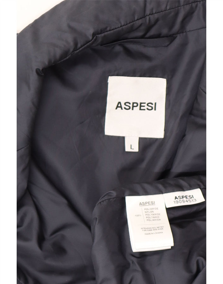 Aspesi Dame Loose Fit Polstret Frakke UK 16 Large Blue Polyamide