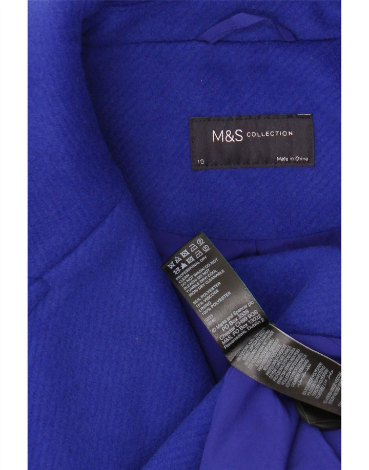 Marks & Spencer Dame Oversized Overfrakke UK 10 Small Blue Polyester