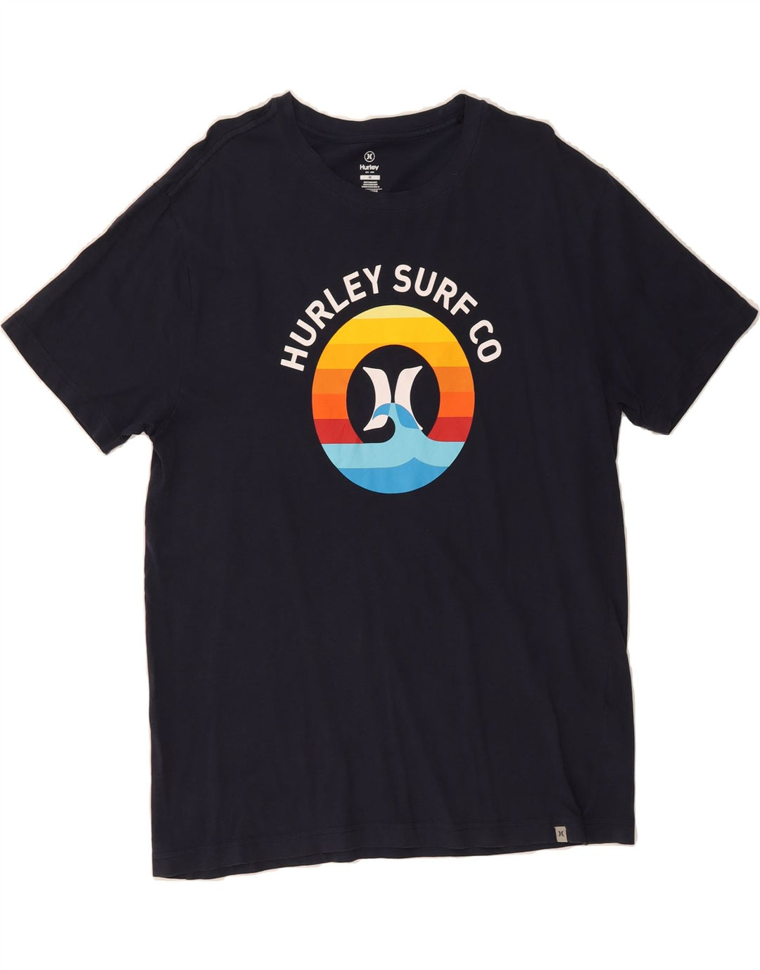 HURLEY Mens Graphic T-Shirt Top Medium Navy Blue Cotton Vintage Hurley and Second-Hand Hurley from Messina Hembry 