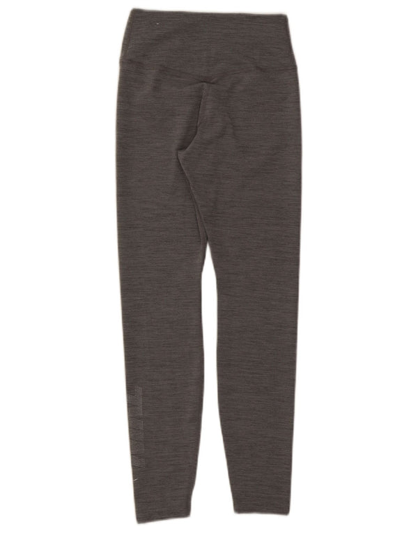 Nike Dame Dri Fit Grafiske Leggings UK 4 XS Grå Flecked Polyester