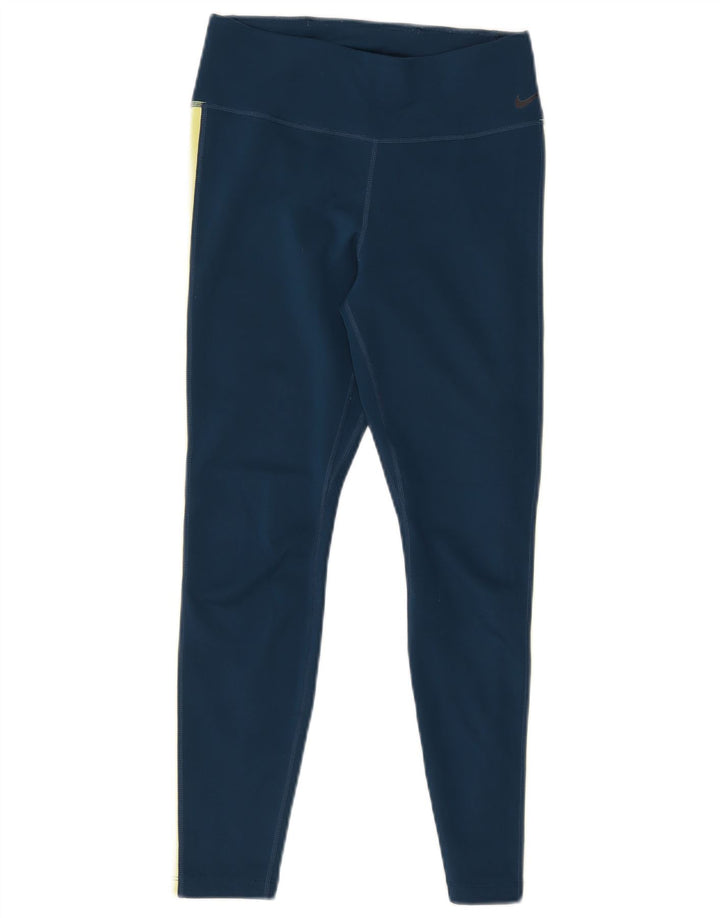 NIKE Dri Fit grafiske leggings til kvinder UK 8 Lille blå polyester