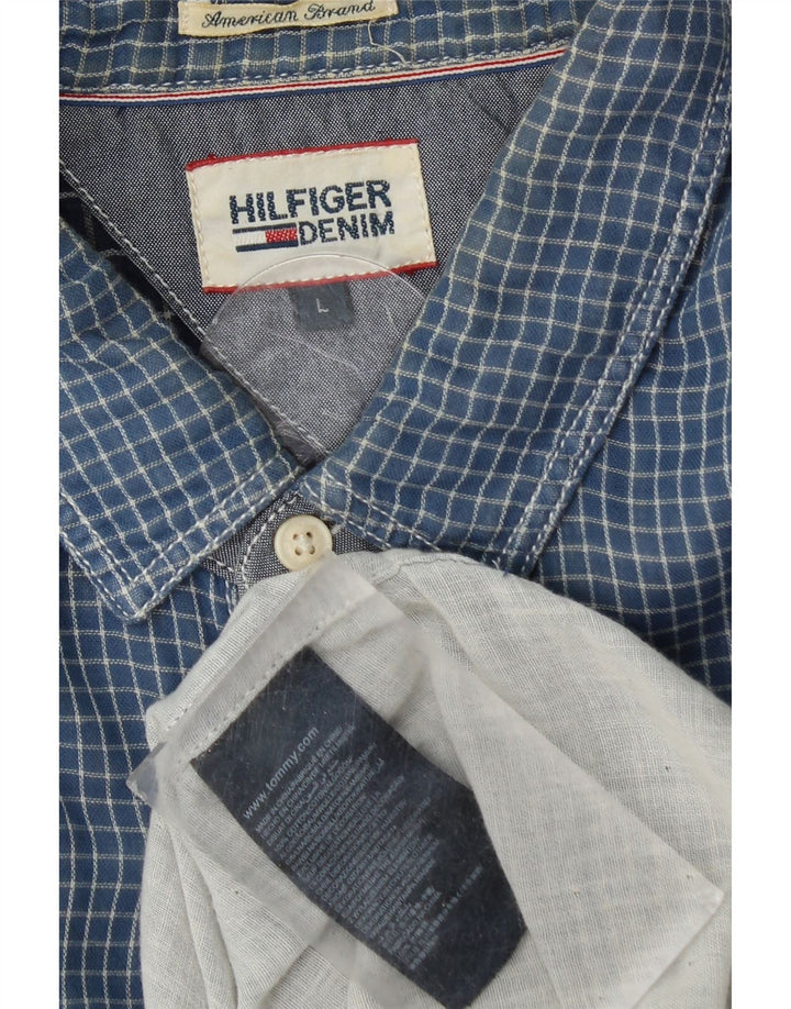 Tommy Hilfiger Herreskjorte Stor blå ternet bomuld