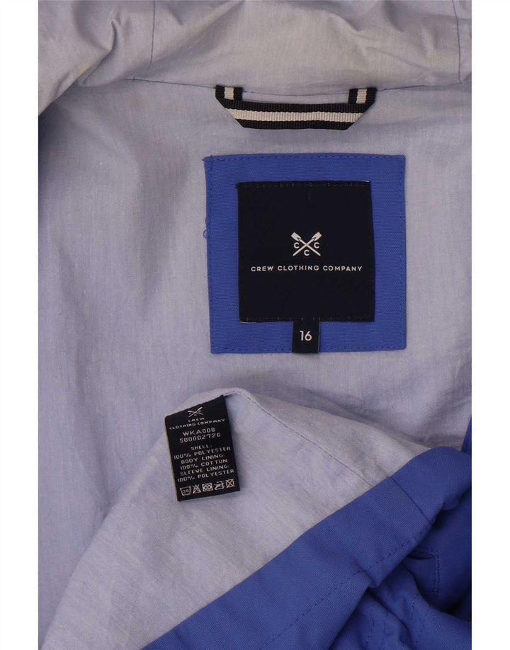 Crew Clothing Dame Regnjakke med hætte UK 16 Stor Blå Polyester