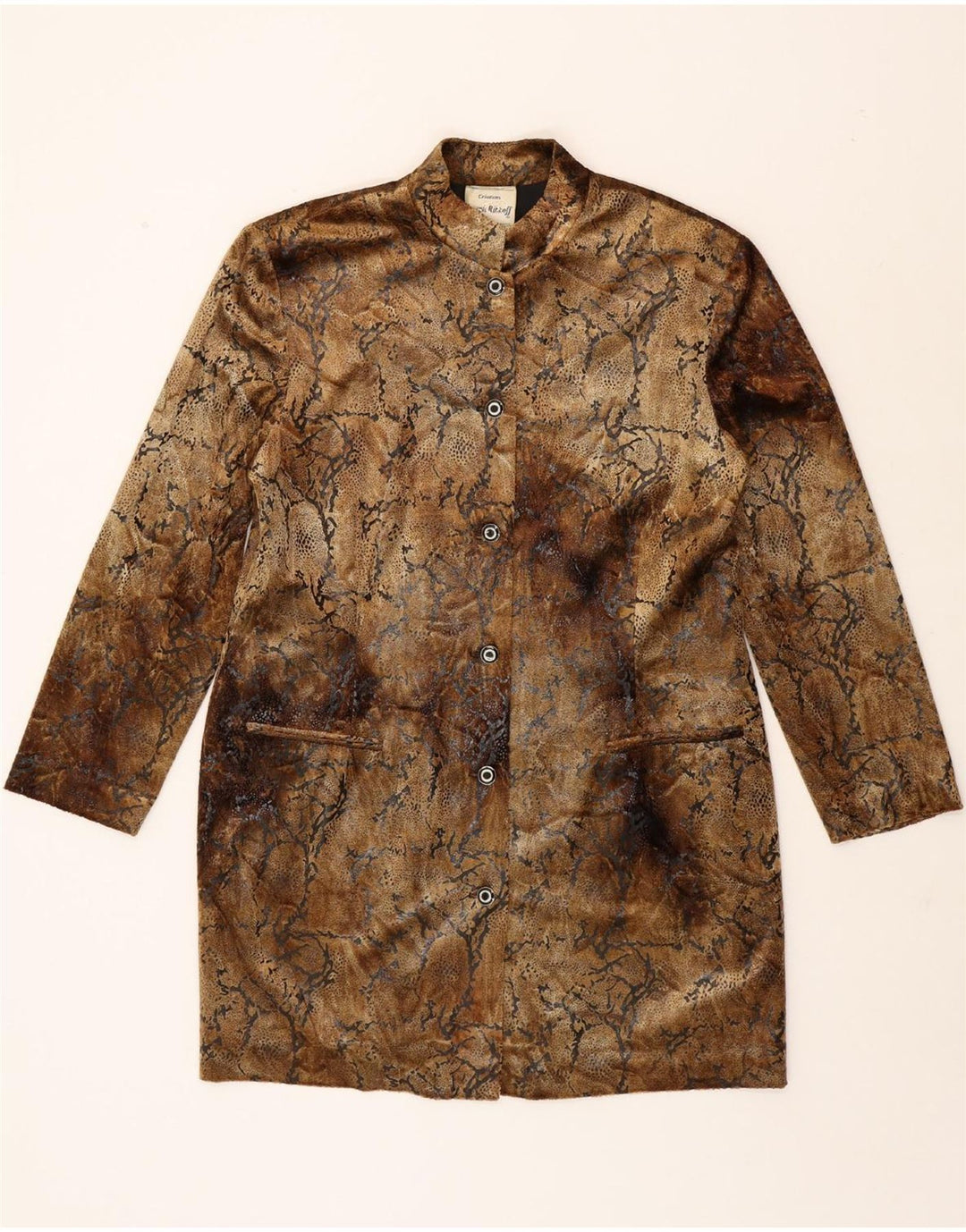 JOSEPH RIBKOFF Womens Overcoat UK 18 XL  Brown Animal Print Polyester Vintage Joseph Ribkoff and Second-Hand Joseph Ribkoff from Messina Hembry 