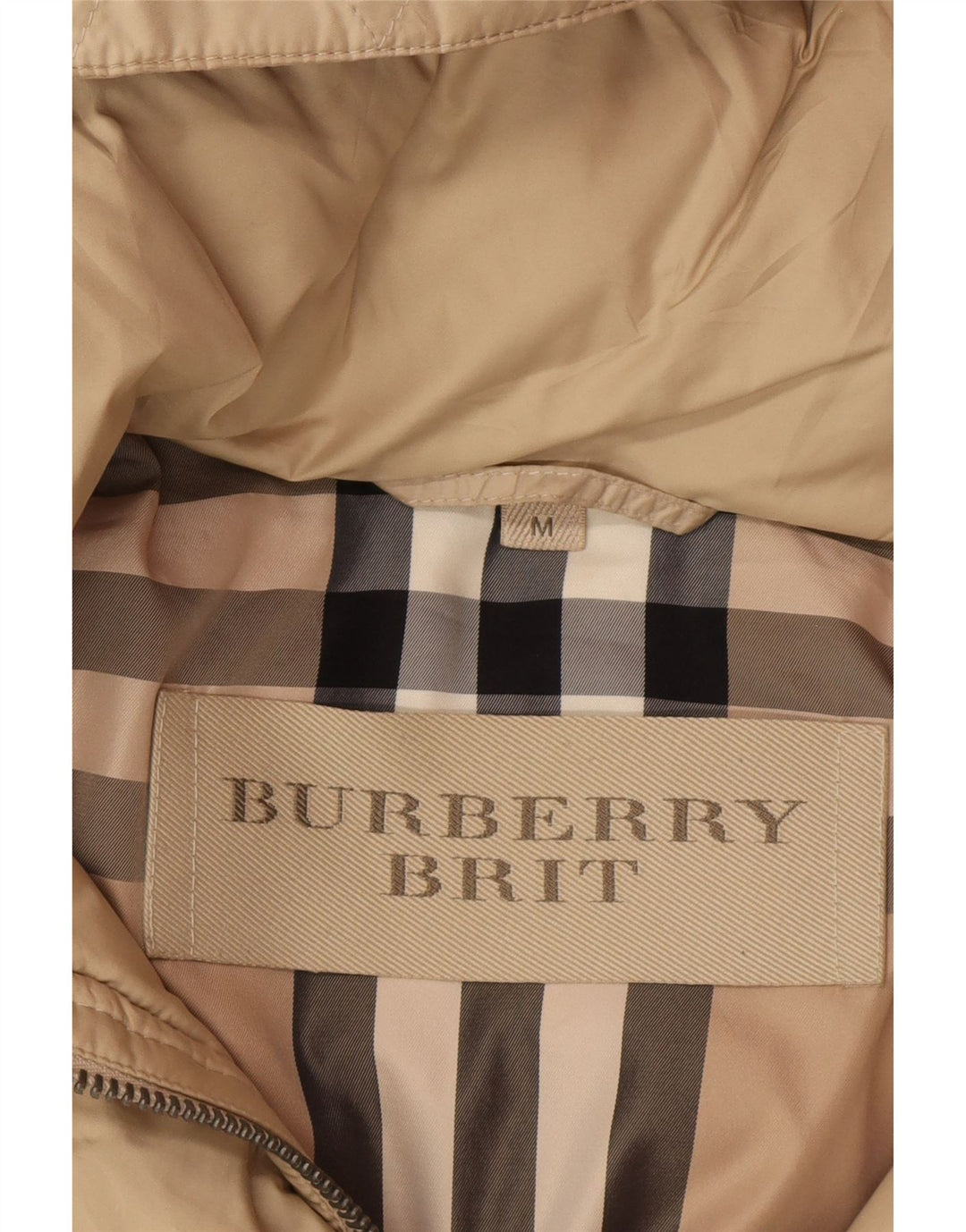 BURBERRY Dame BRIT Polstret frakke med hætte UK 12 Medium Beige Classic