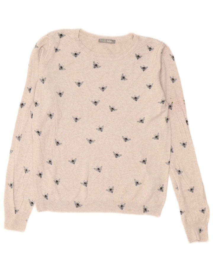Marks & Spencer Dame Boat Neck Jumper Sweater UK 12 Medium Grey
