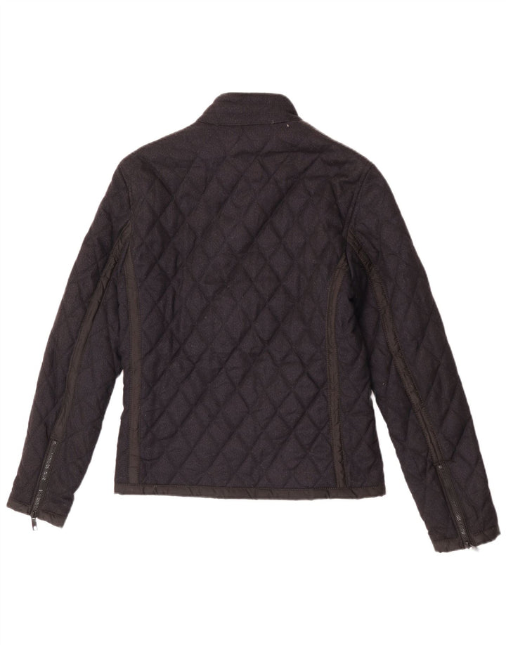 Zara Herre quiltet jakke UK 36 Lille sort polyester