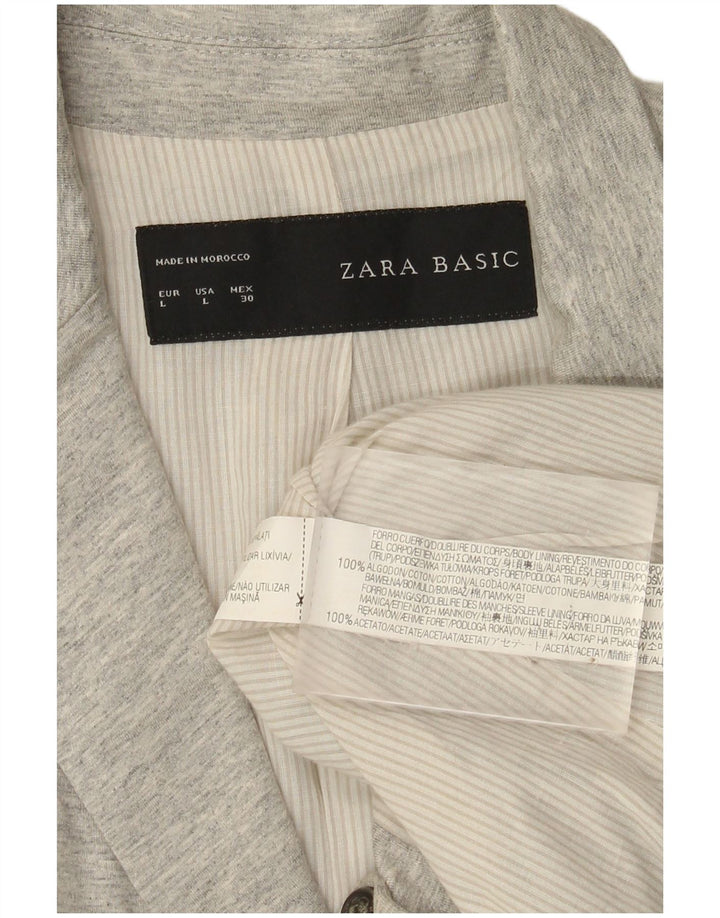 Zara Dame 1 Knap Blazer Jakke UK 14 Stor Grå Flecked Bomuld