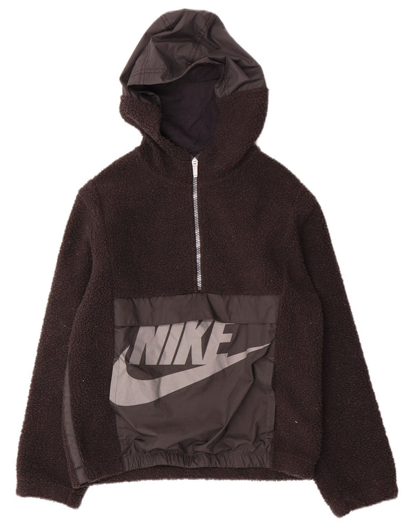 Nike Boys grafisk fleecetrøje med lynlåshals 10-11 år Medium Sort Polyester