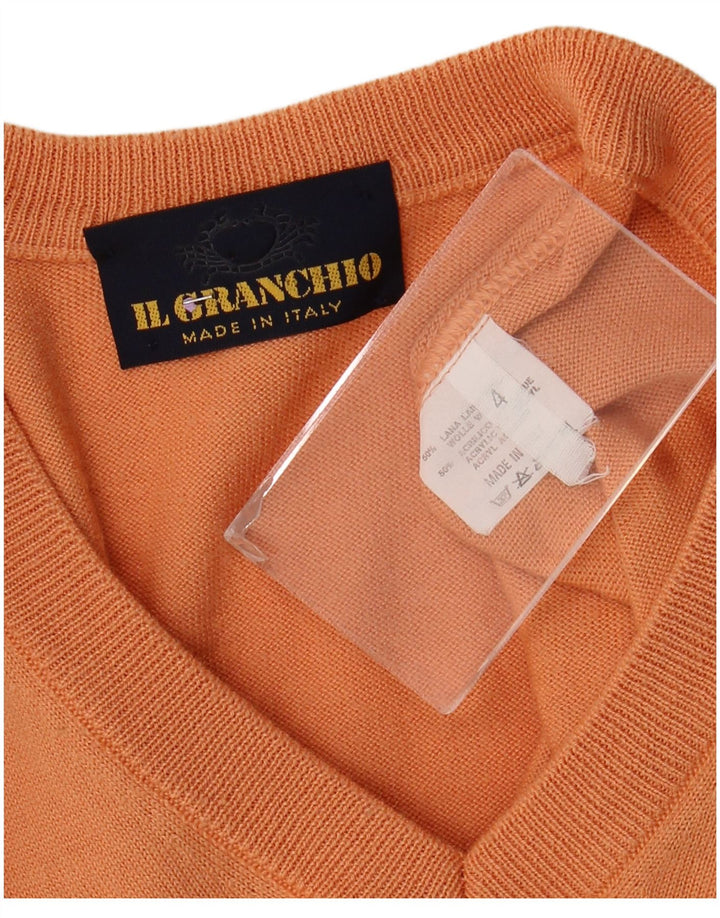 Il Granchio Herre V-hals sweater Medium Orange Stribet Uld