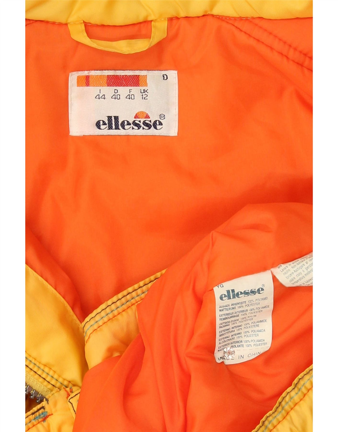 Ellesse Dame Oversized Hooded Windbreaker Jacket UK 12 Medium Yellow