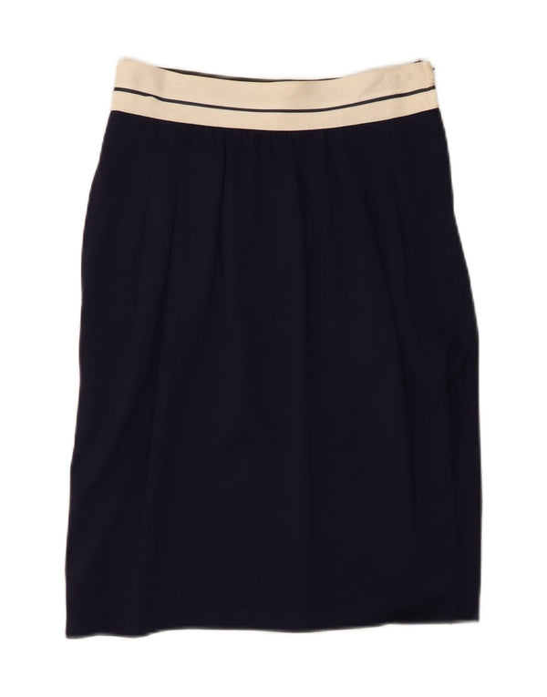 Ferretti Studio Dame lige nederdel UK 12 Medium W26 Navy Blue Rayon