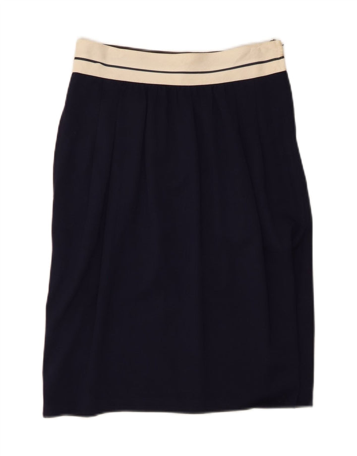 Ferretti Studio Dame lige nederdel UK 12 Medium W26 Navy Blue Rayon