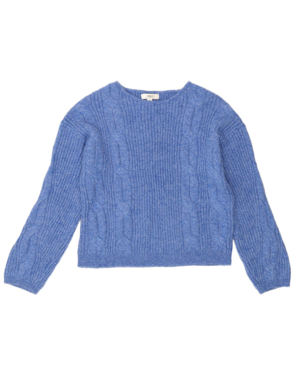 Marks & Spencer Dame Boat Neck Jumper Sweater UK 14 Medium Blue