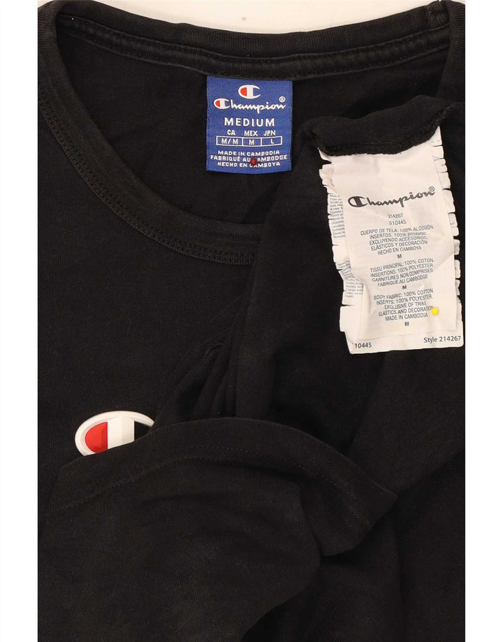 Champion Herre grafisk T-shirt Top Medium Sort Colourblock Bomuld