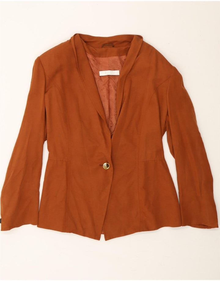 MARELLA Womens 1 Button Blazer Jacket UK 16 Large  Brown Silk Vintage Marella and Second-Hand Marella from Messina Hembry 