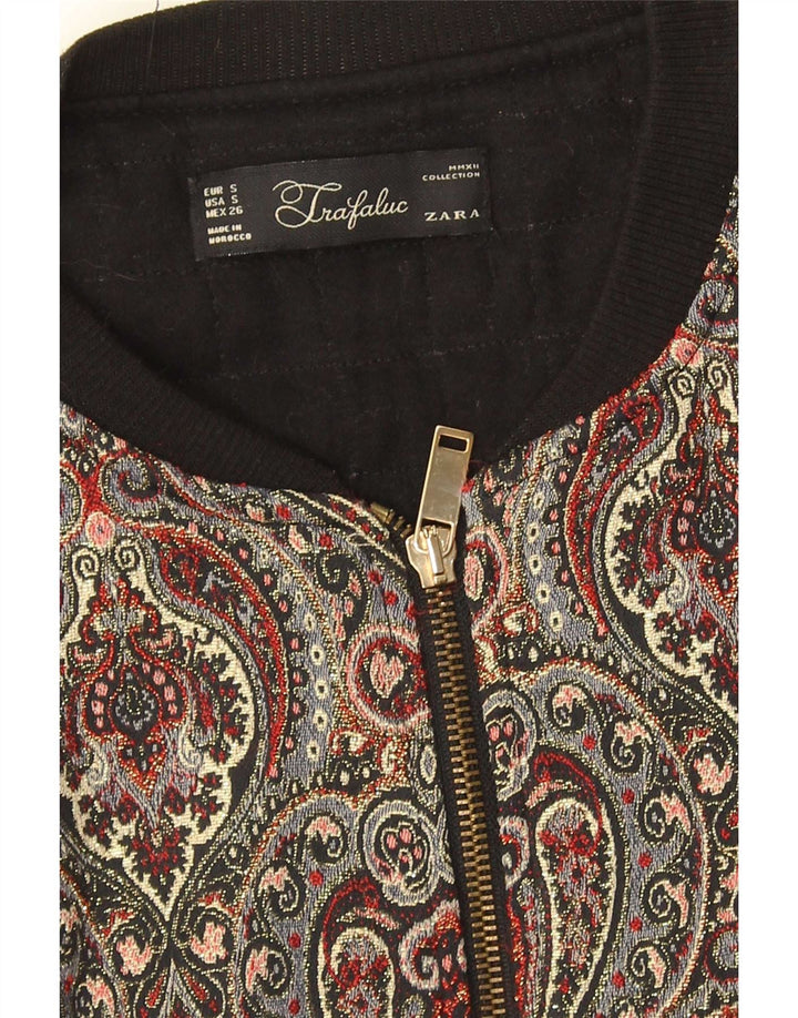 Zara Womens Crop Bomber Jacket UK 10 Small Multicolored Paisley