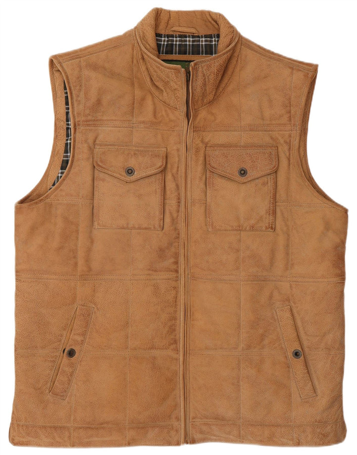 Hidepark Herre Læder Gilet UK 42 XL Beige Læder