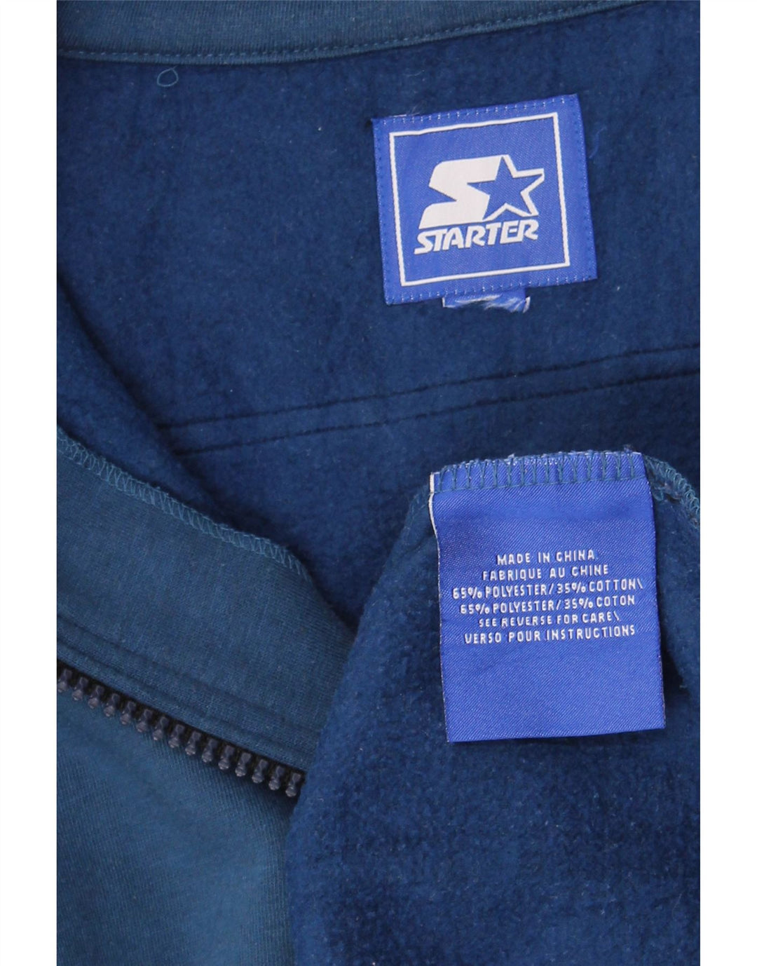 Starter Herre Zip Neck Sweatshirt Jumper XL Blå Colourblock Polyester