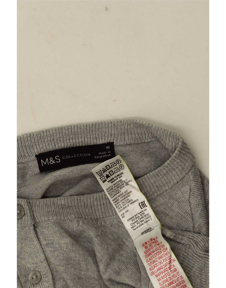 Marks & Spencer Womens Crop Cardigan Sweater UK 16 Large Grey Viscose