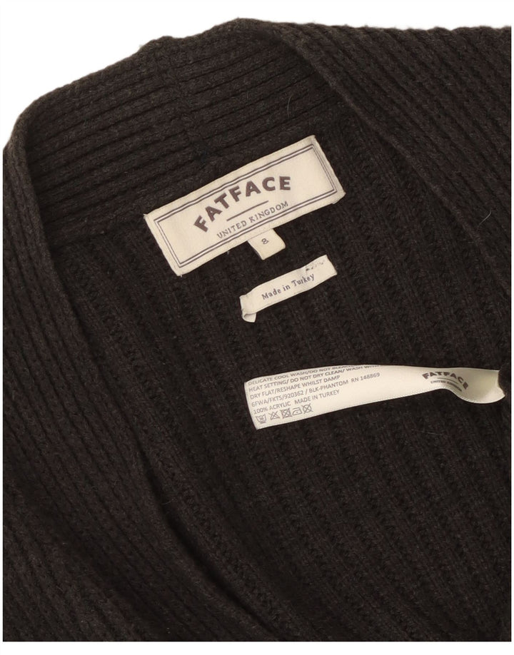 Fat Face Womens Open Cardigan Sweater UK 8 Small Black Acryl