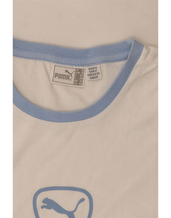 Puma Grafisk T-Shirt Top UK 14 Medium White
