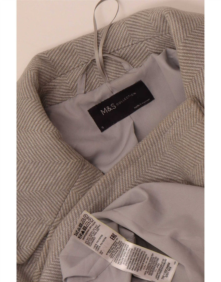 Marks & Spencer Dame Overfrakke UK 8 Lille Grå Polyester