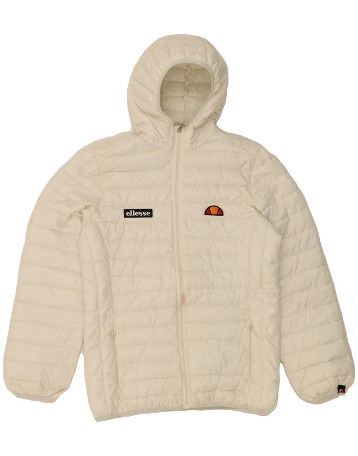 ELLESSE Boys Hooded Padded Jacket 13-14 Years White Polyester Vintage Ellesse and Second-Hand Ellesse from Messina Hembry 