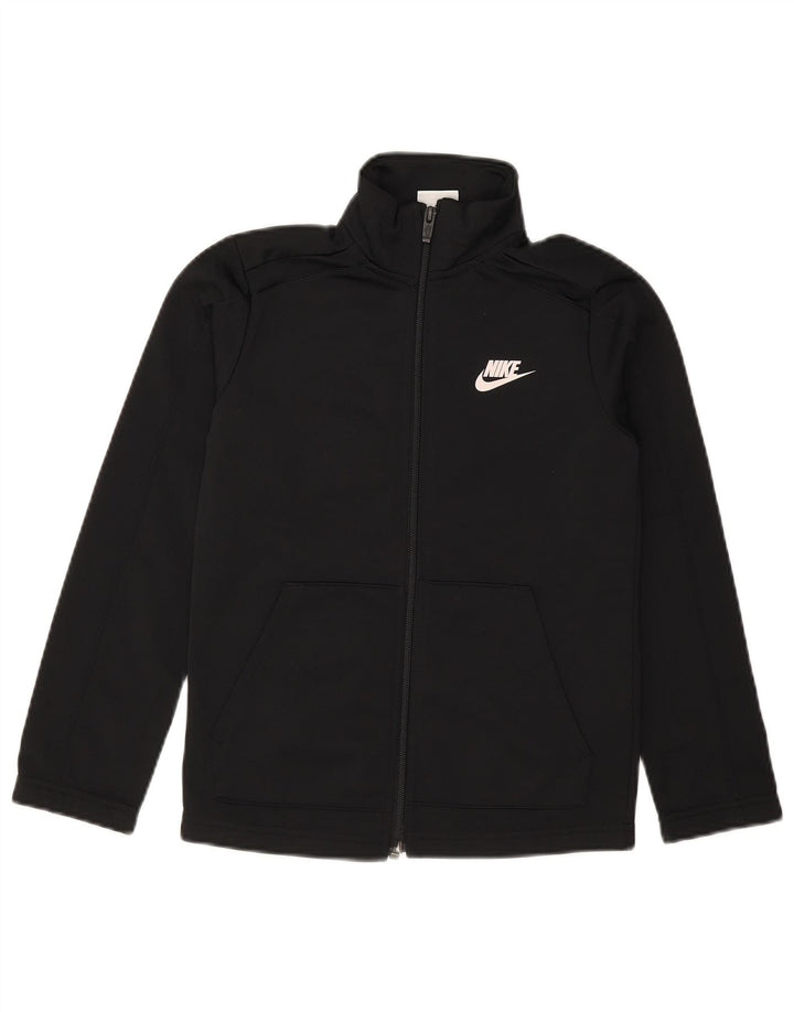 NIKE Boys Tracksuit Top Jacket 8-9 Years Small  Black Polyester