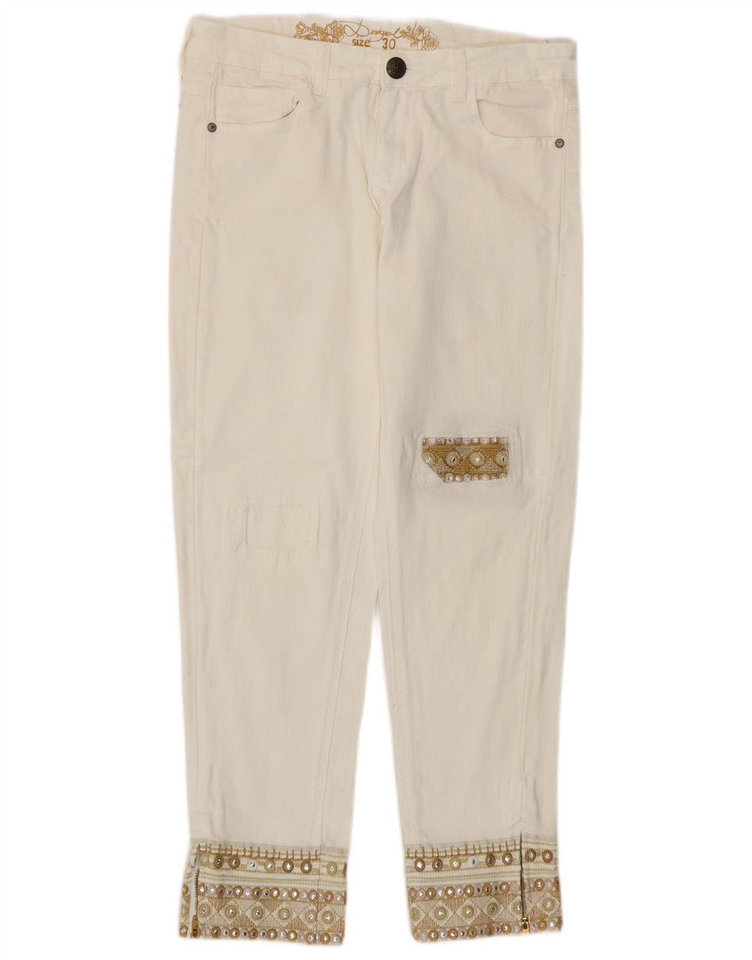 Desigual koniske jeans til kvinder W30 L27 hvid bomuld
