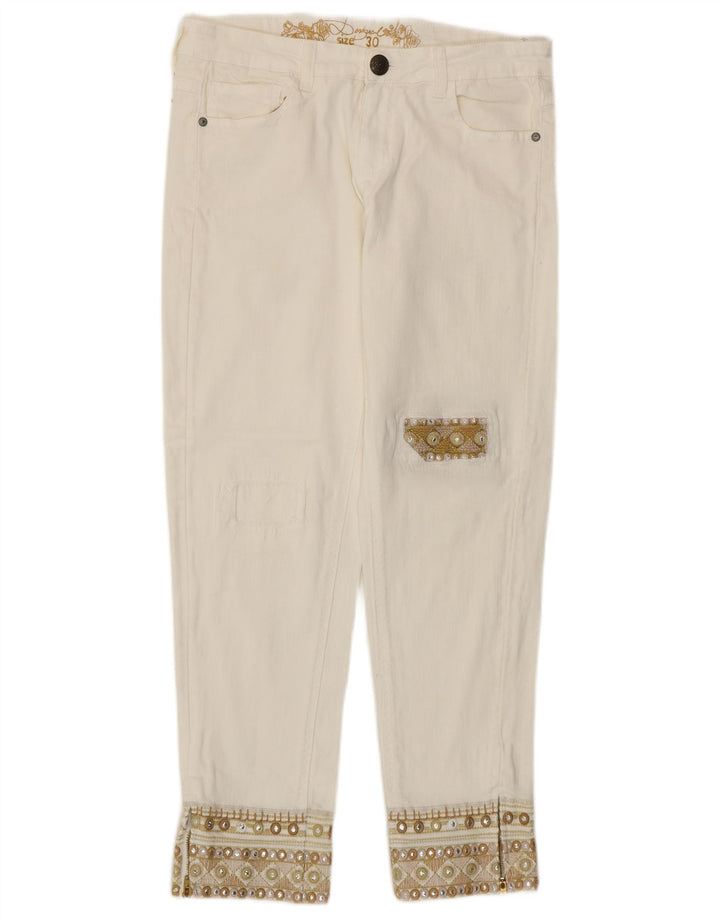 Desigual koniske jeans til kvinder W30 L27 hvid bomuld
