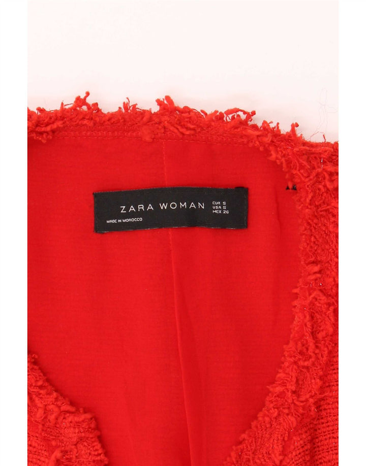Zara Womens Open Blazer Jacket UK 10 Small Red