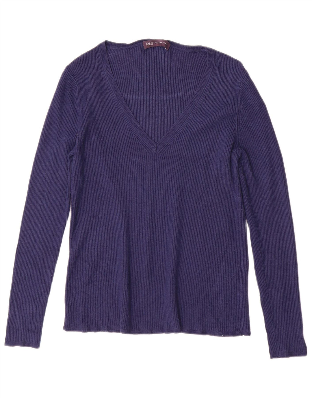 MARKS & SPENCER Dame V-hals sweater UK 10 Small Navy Blue