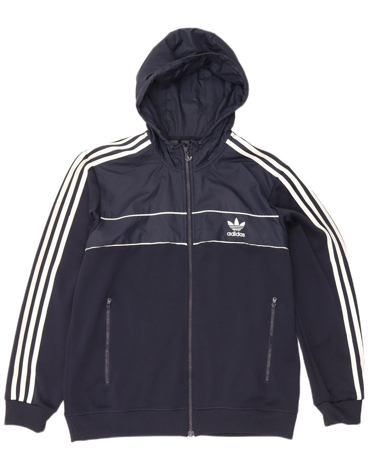 Adidas Hættetrøje med lynlås til mænd Stor marineblå polyester