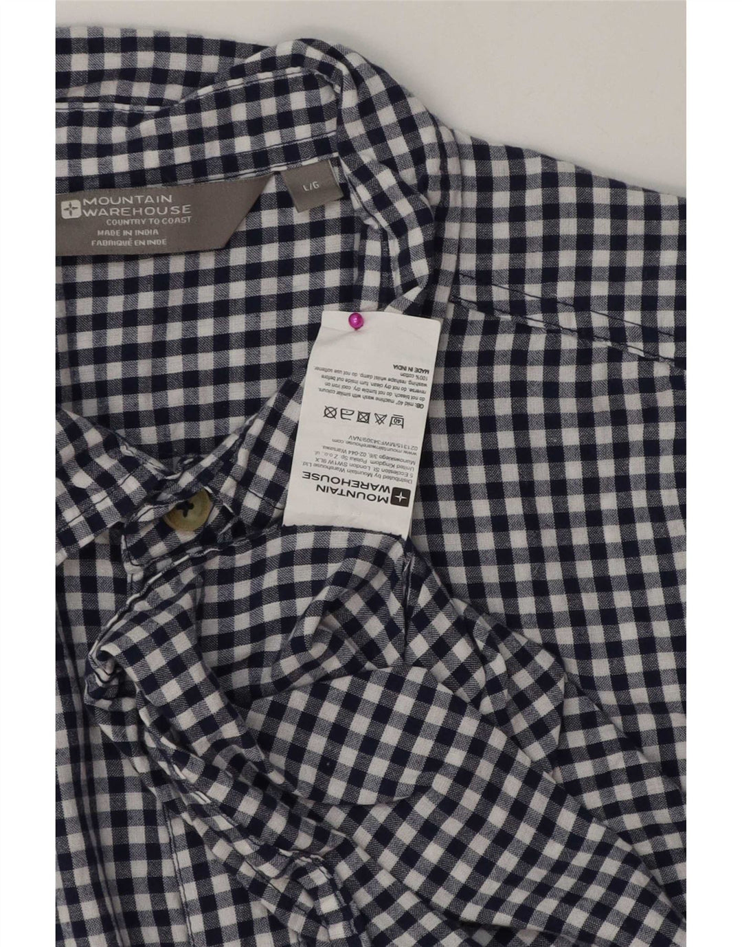 Mountain Warehouse Herre kortærmet skjorte Stor marineblå Gingham Cotton