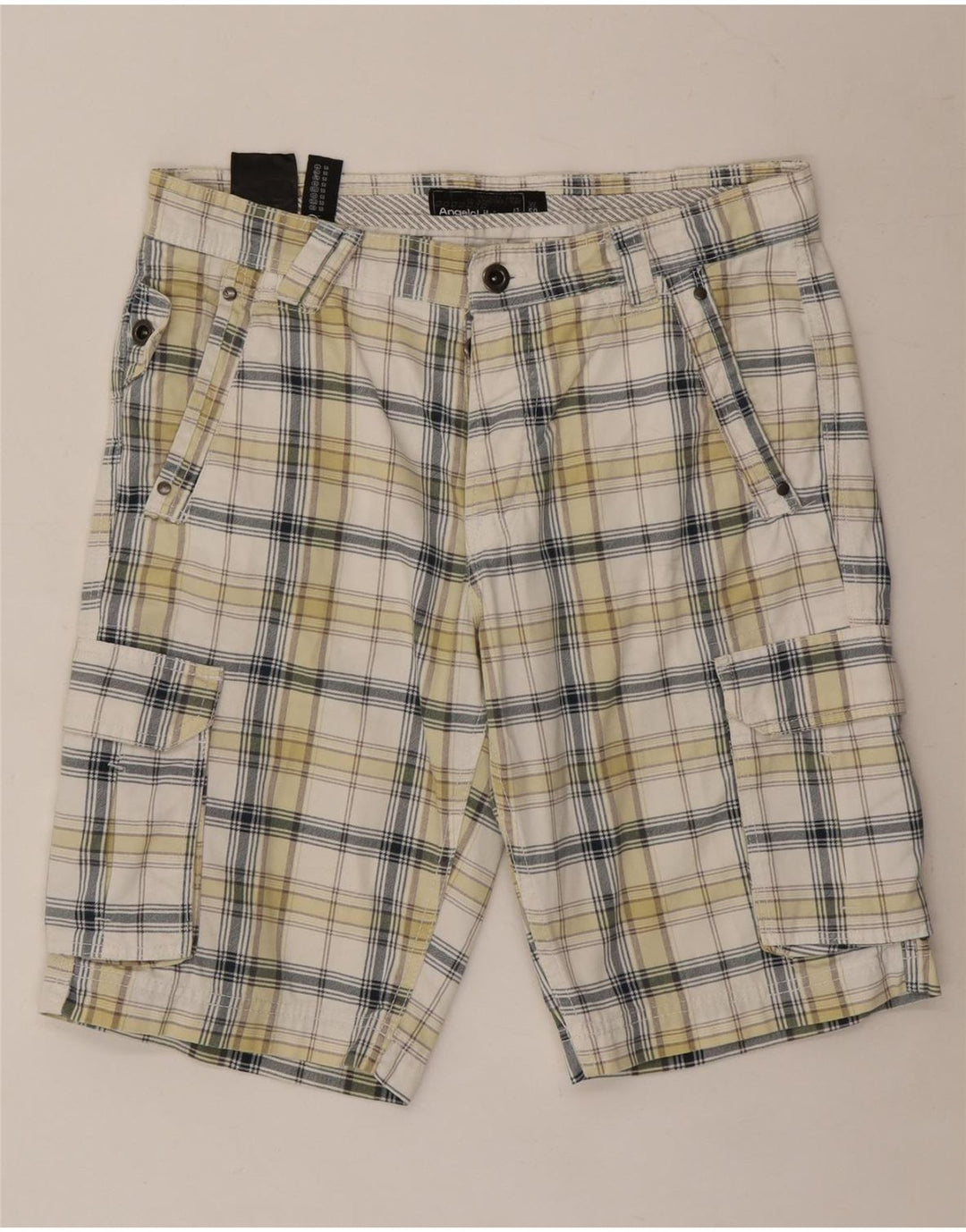 Angelo Litrico Herre Cargo Shorts IT 50 Large W34 Hvid ternet bomuld