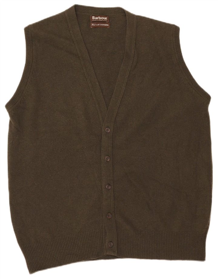 Barbour Herre ærmeløs cardigan sweater Stor Khaki Wool