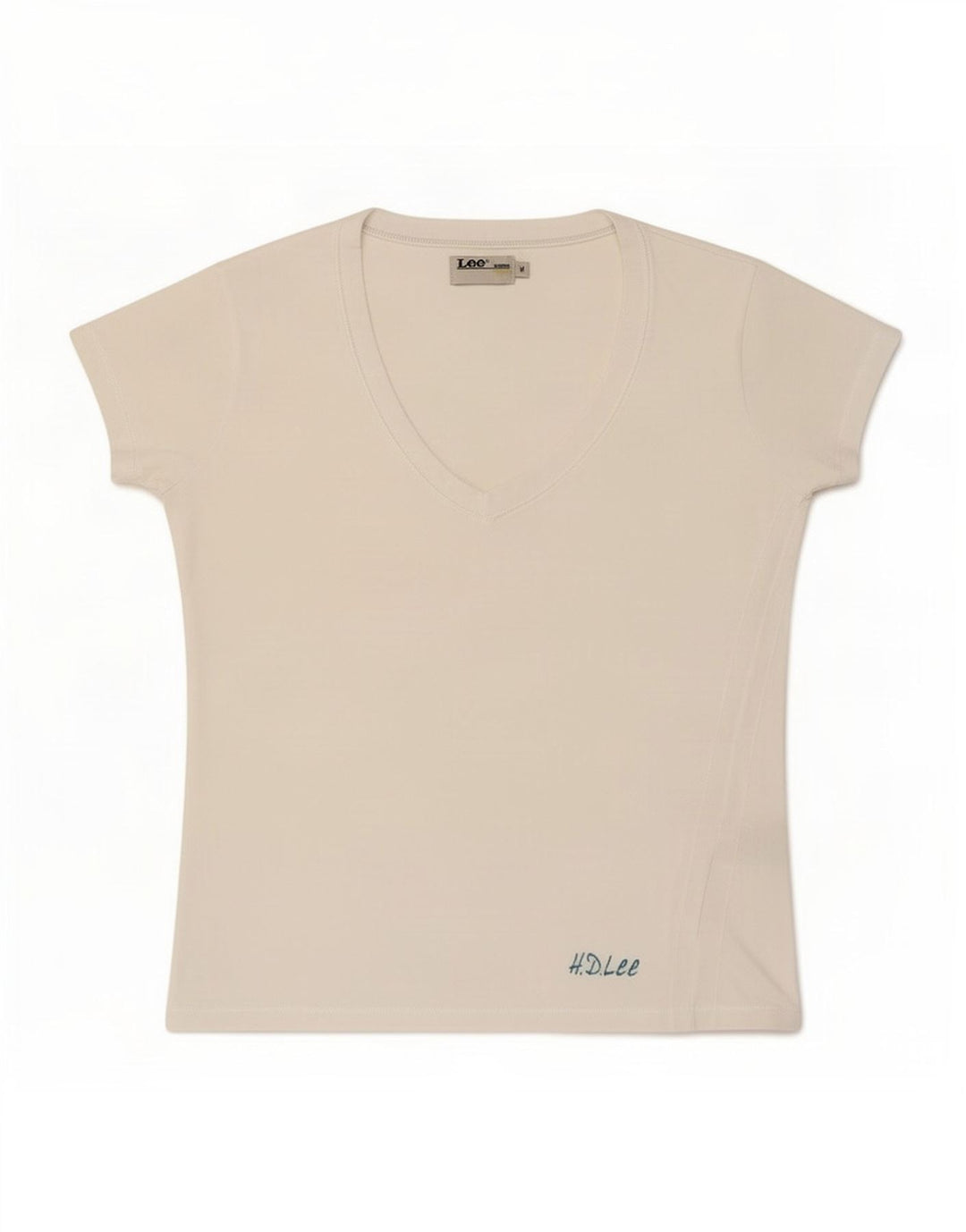 Lee T-Shirt Top UK 12 Medium Hvid Bomuld