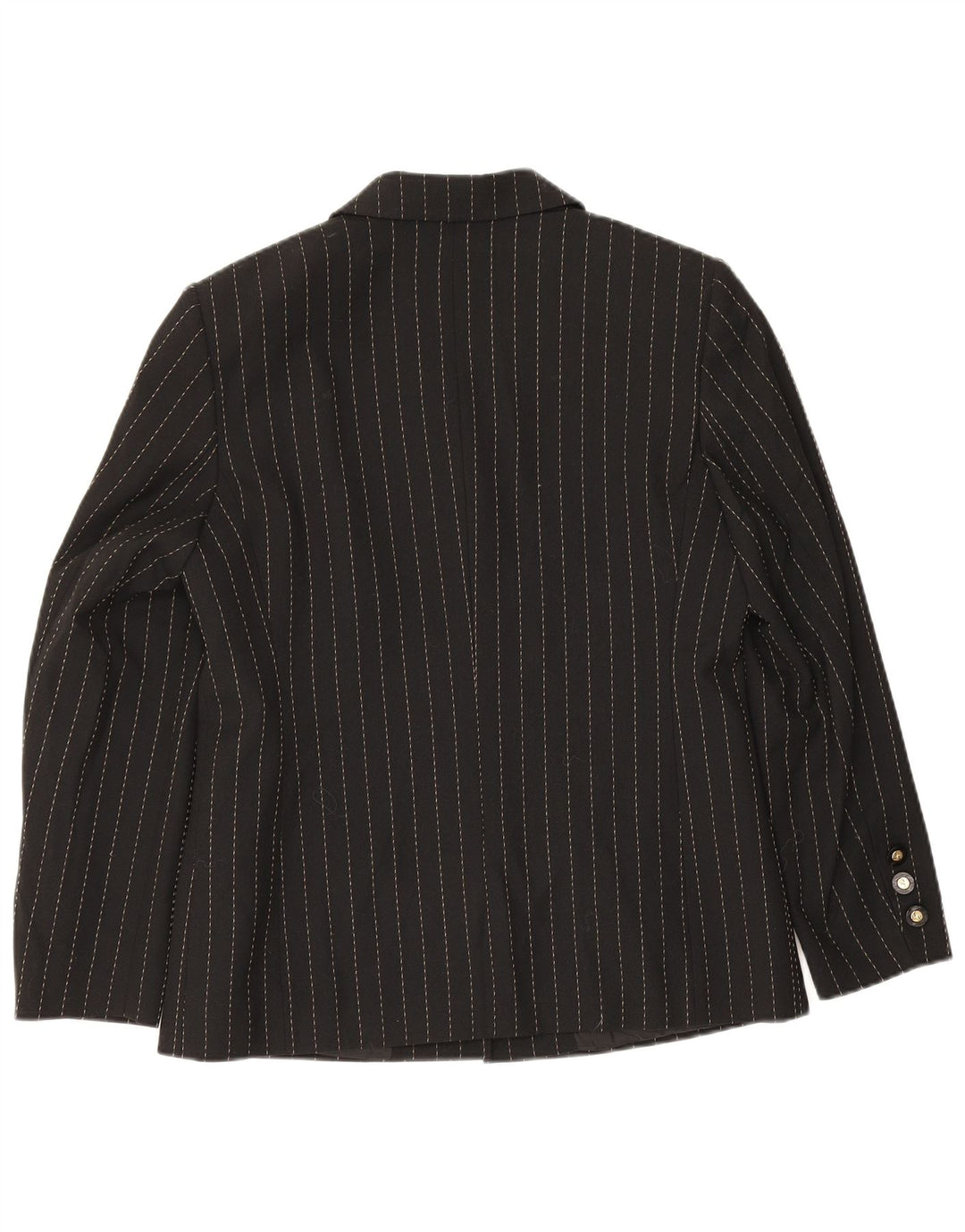 Delmod Dame 4 Button Blazer Jacket UK 12 Medium Black Pinstripe Polyester