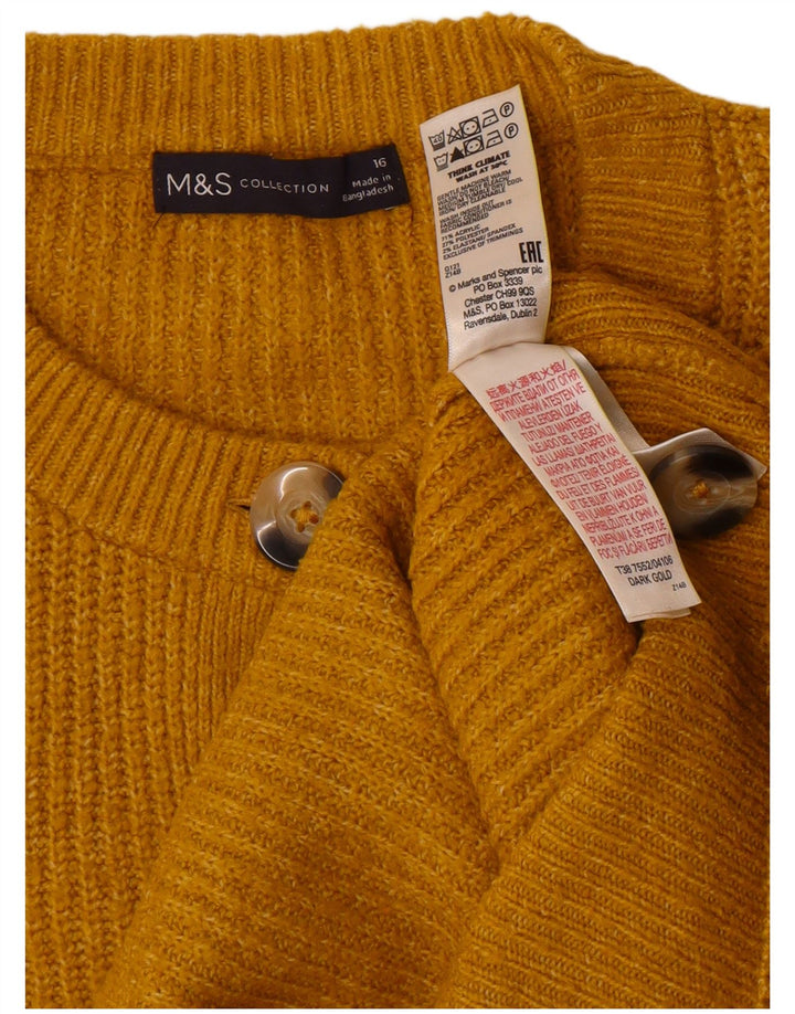 Marks & Spencer Dame Oversized Cardigan Sweater UK 16 Large Yellow